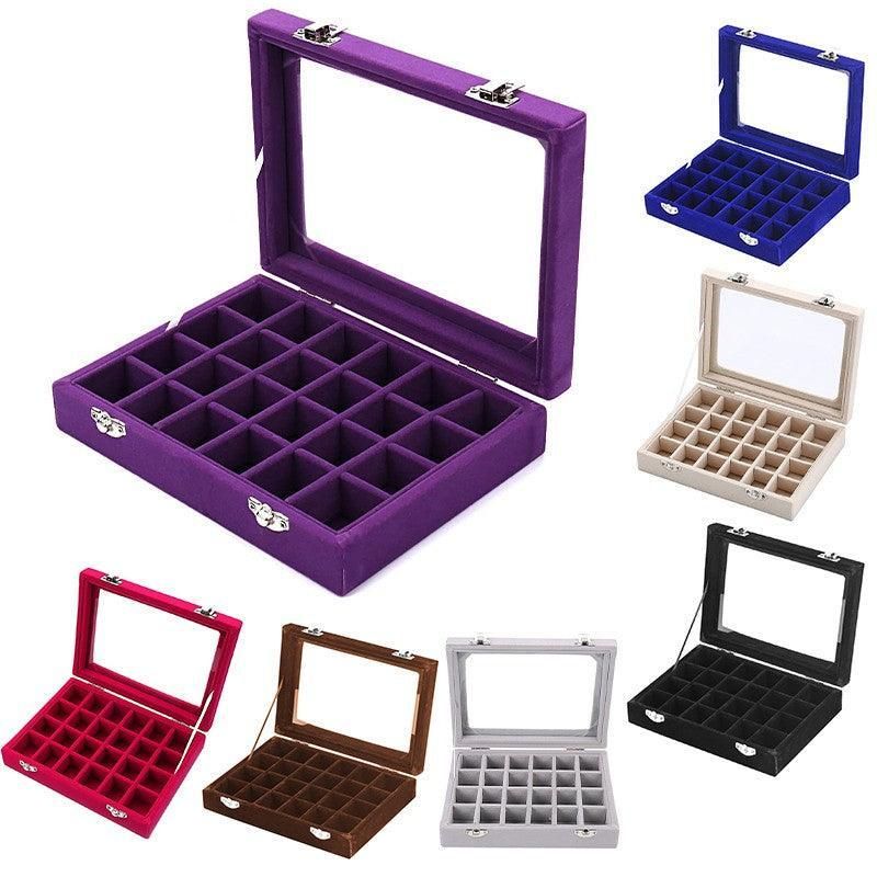 Velvet Jewelry Box Earring Organizer Display Case Storage Holder