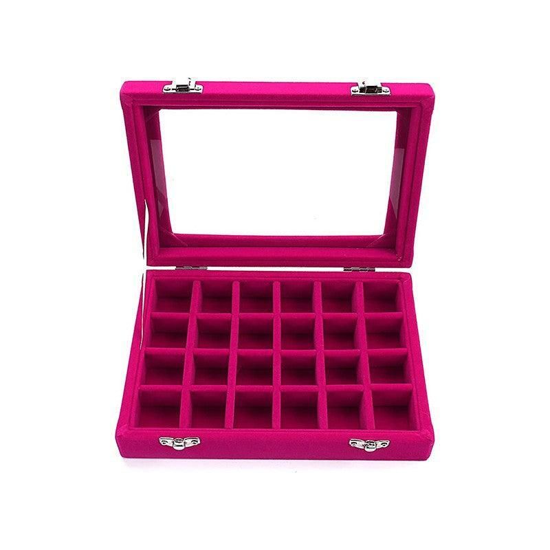 Velvet Jewelry Box Earring Organizer Display Case Storage Holder