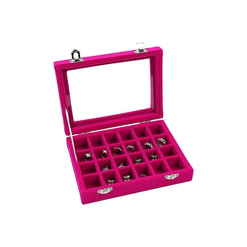 Velvet Jewelry Box Earring Organizer Display Case Storage Holder