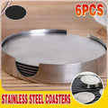 Stainless Steel Drink Coasters with Holder, Set of 6