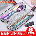Portable Stainless Steel Travel Cutlery Set with Case, 8 Pieces