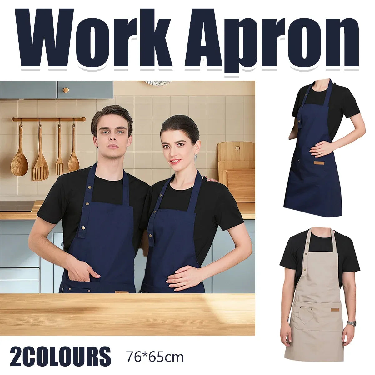 Waterproof Adjustable Bib Apron, 76 x 65 cm