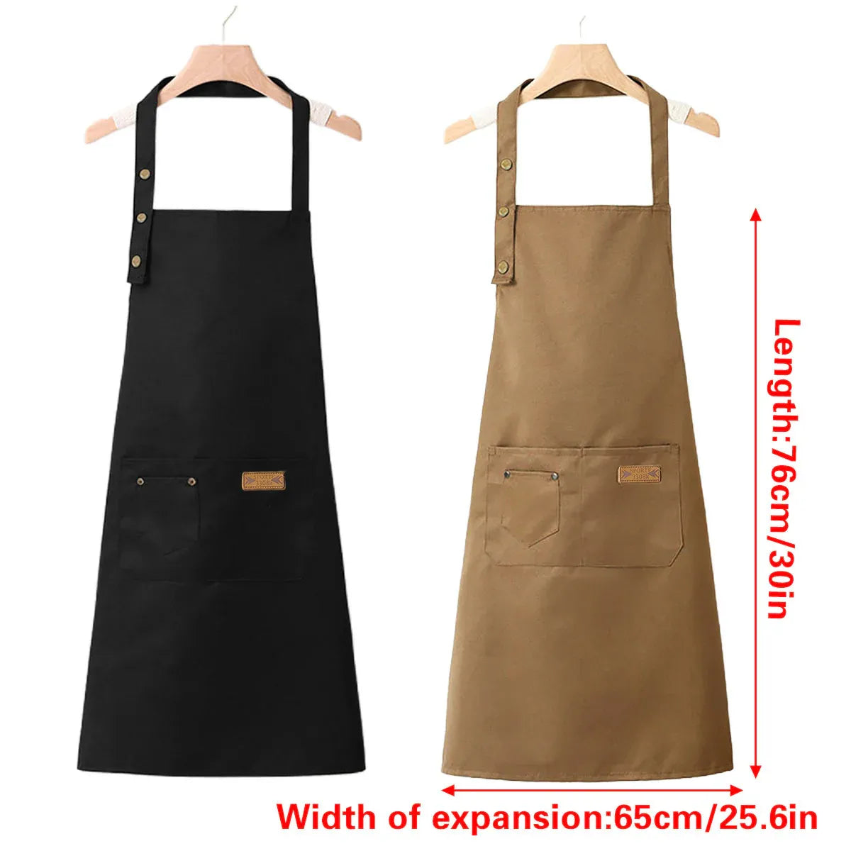 Polyester Bib Apron with Neck Strap and Waist Tie, 76 cm