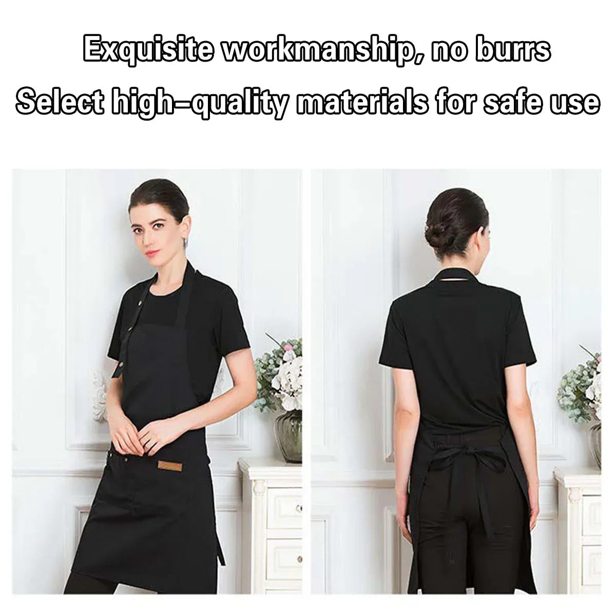 Polyester Bib Apron with Neck Strap and Waist Tie, 76 cm
