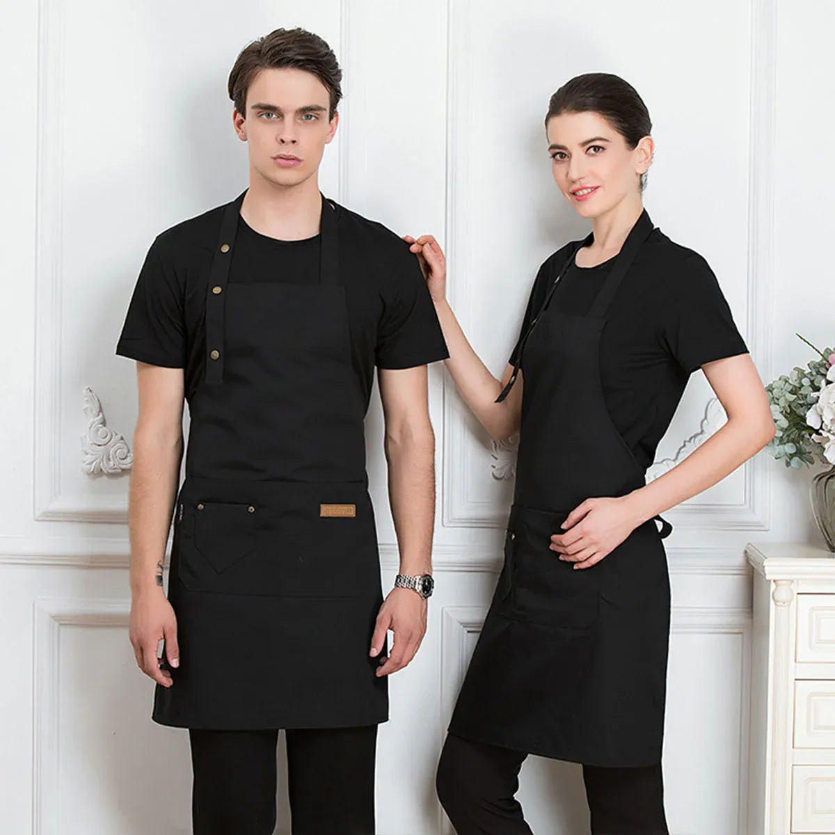 Polyester Bib Apron with Neck Strap and Waist Tie, 76 cm