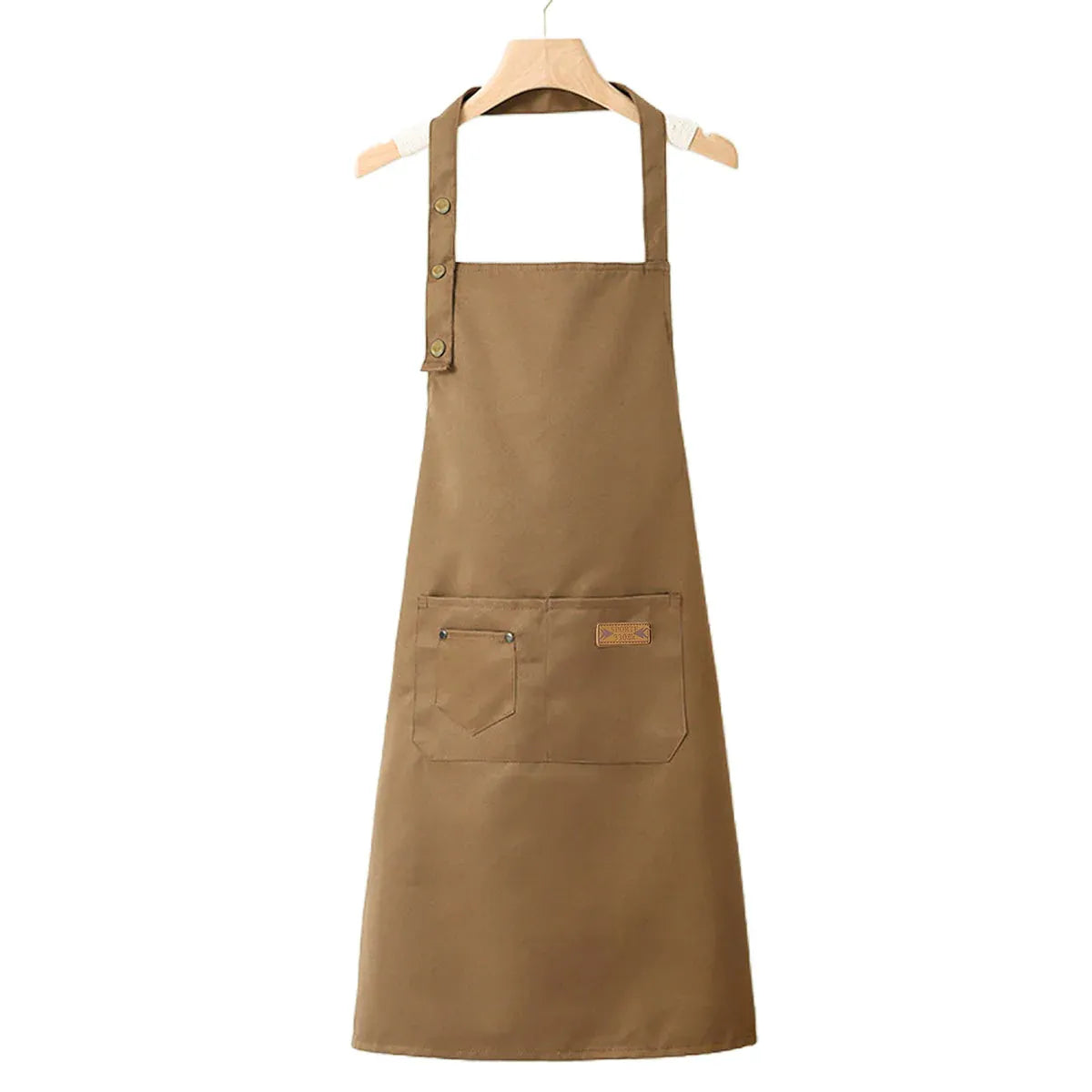 Polyester Bib Apron with Neck Strap and Waist Tie, 76 cm, Brown