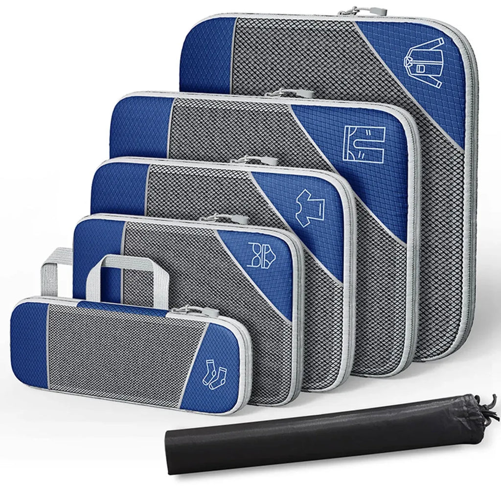 6PCS Compression Packing Cubes Expandable Luggage Storage Bag