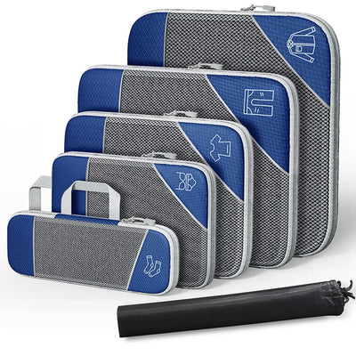 6PCS Compression Packing Cubes Expandable Luggage Storage Bag