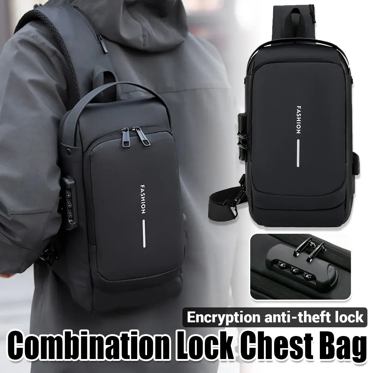 Multifunctional Combination Lock Chest Bag