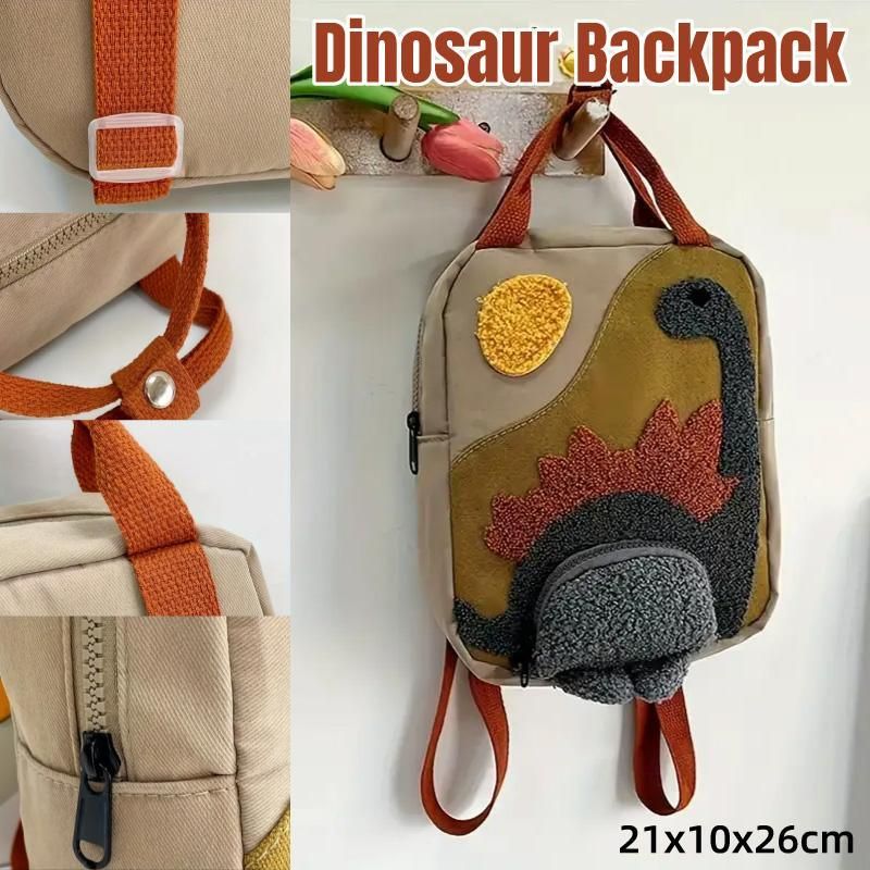 Mini Canvas Dinosaur Backpack, 21 x 26 x 10 cm