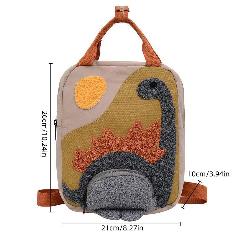 Mini Canvas Dinosaur Backpack, 21 x 26 x 10 cm