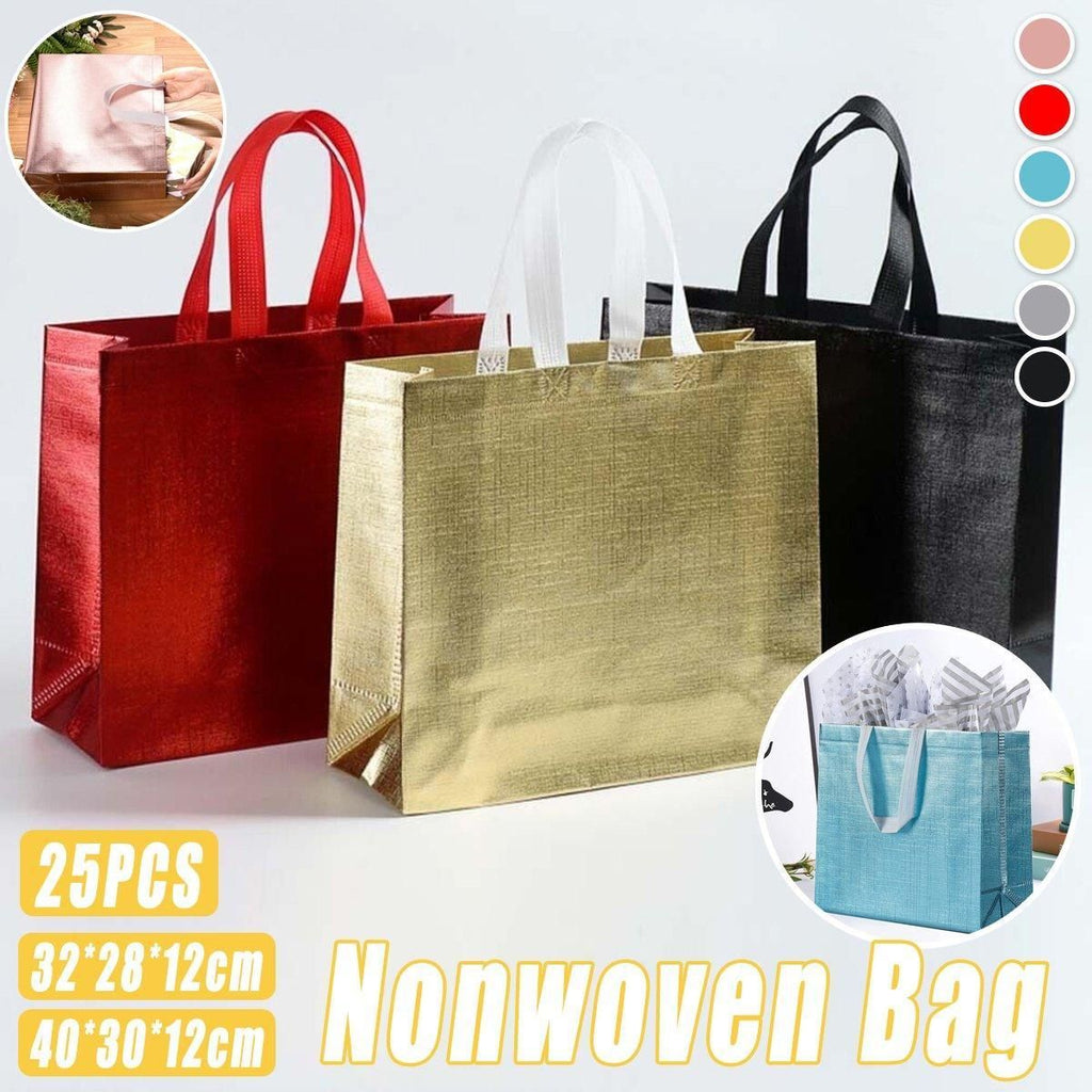 Embossed Non-Woven Gift Tote Bags, 25 Pack, 40 x 30 x 12 cm