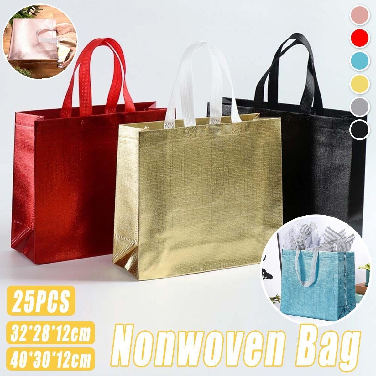 Embossed Non-Woven Gift Tote Bags, 25 Pack, 40 x 30 x 12 cm
