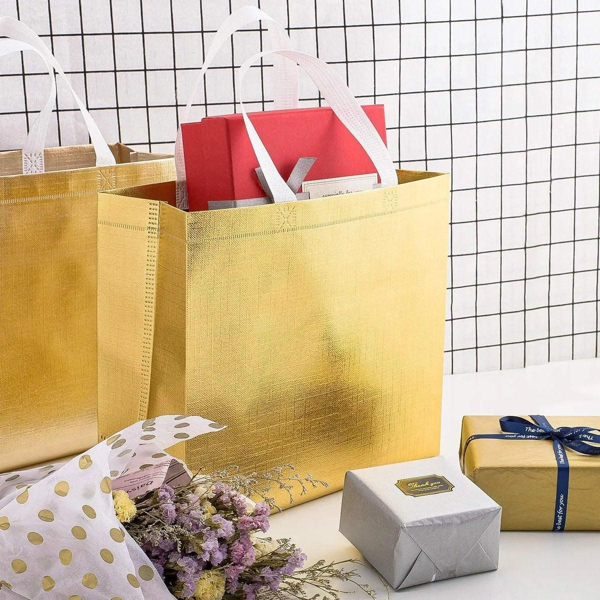 Embossed Non-Woven Gift Tote Bags, 25 Pack, 40 x 30 x 12 cm