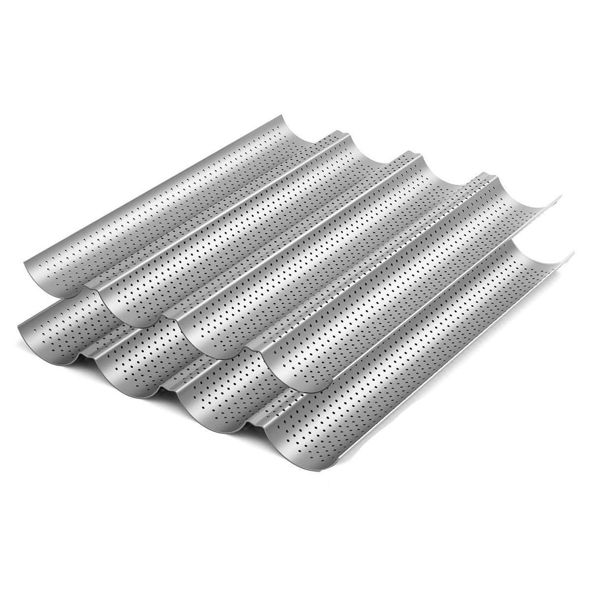 Perforated Non-Stick Baguette Pans, 4 Slot, Set of 2