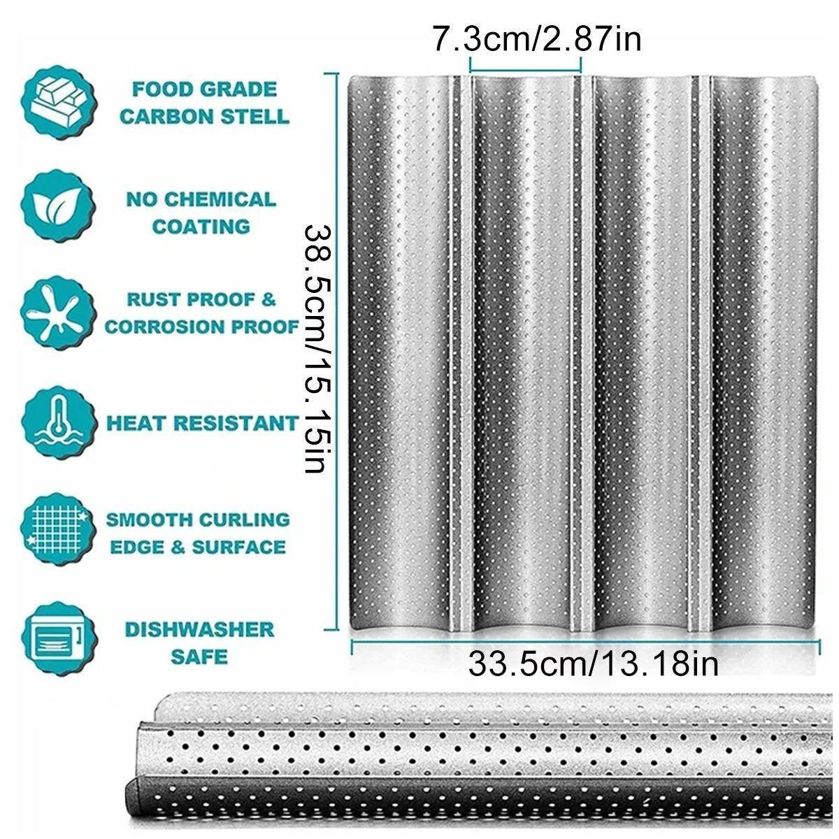 Perforated Non-Stick Baguette Pans, 4 Slot, Set of 2