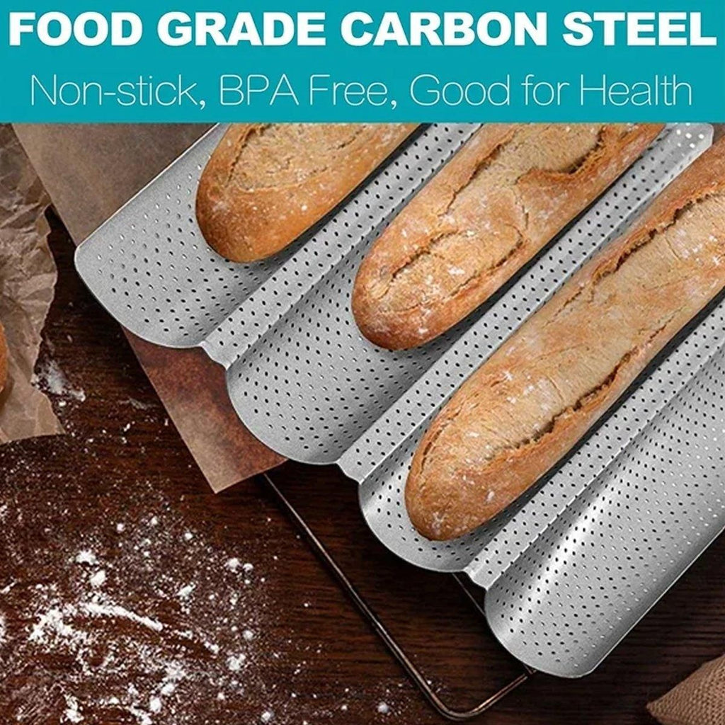 Perforated Non-Stick Baguette Pans, 4 Slot, Set of 2