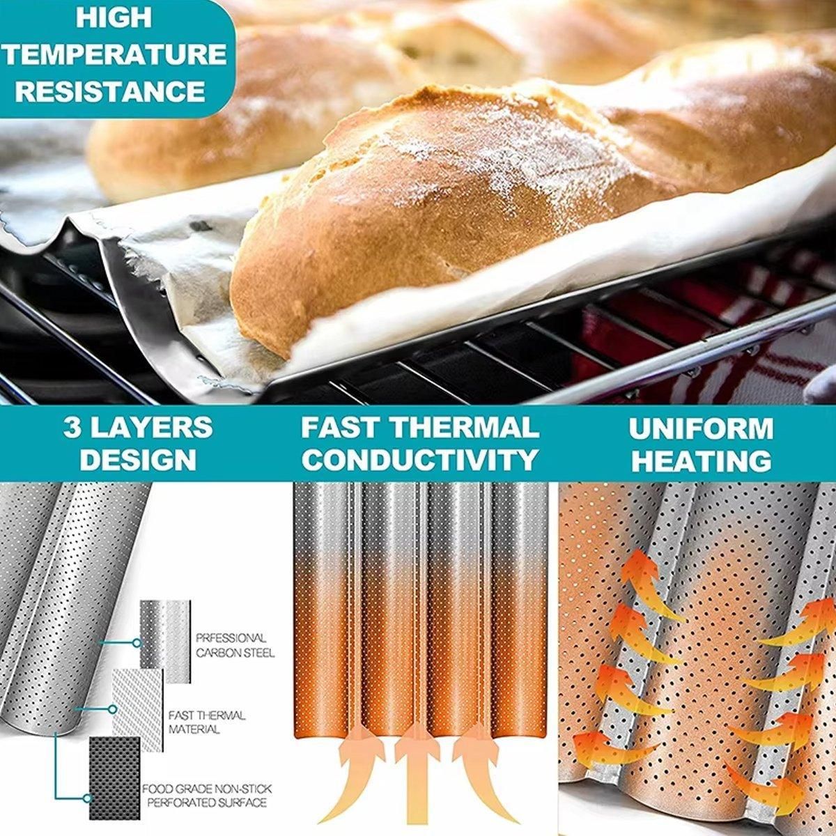 Perforated Non-Stick Baguette Pans, 4 Slot, Set of 2