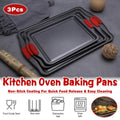 Non-Stick Carbon Steel Baking Trays with Handles, Set of 3