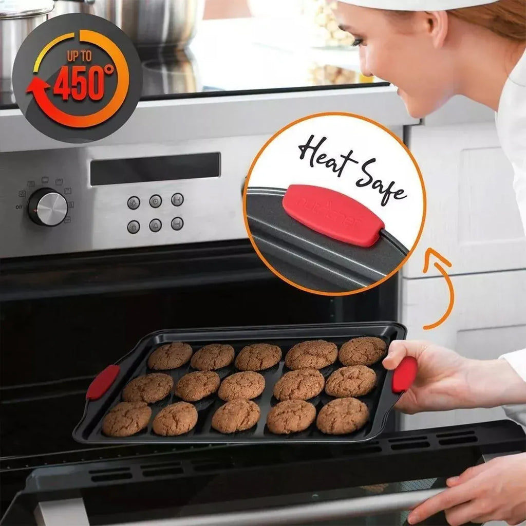 Non-Stick Carbon Steel Baking Trays with Handles, Set of 3