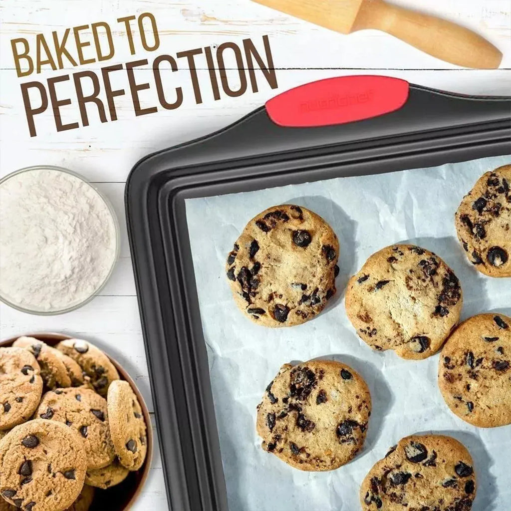 Non-Stick Carbon Steel Baking Trays with Handles, Set of 3