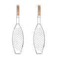 Barbecue Net Clamp Iron Wire Mesh with Wooden Handle for Camping