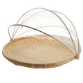 Bamboo Storage Basket with Mesh Cover for Fruit Vegetables Food Buns