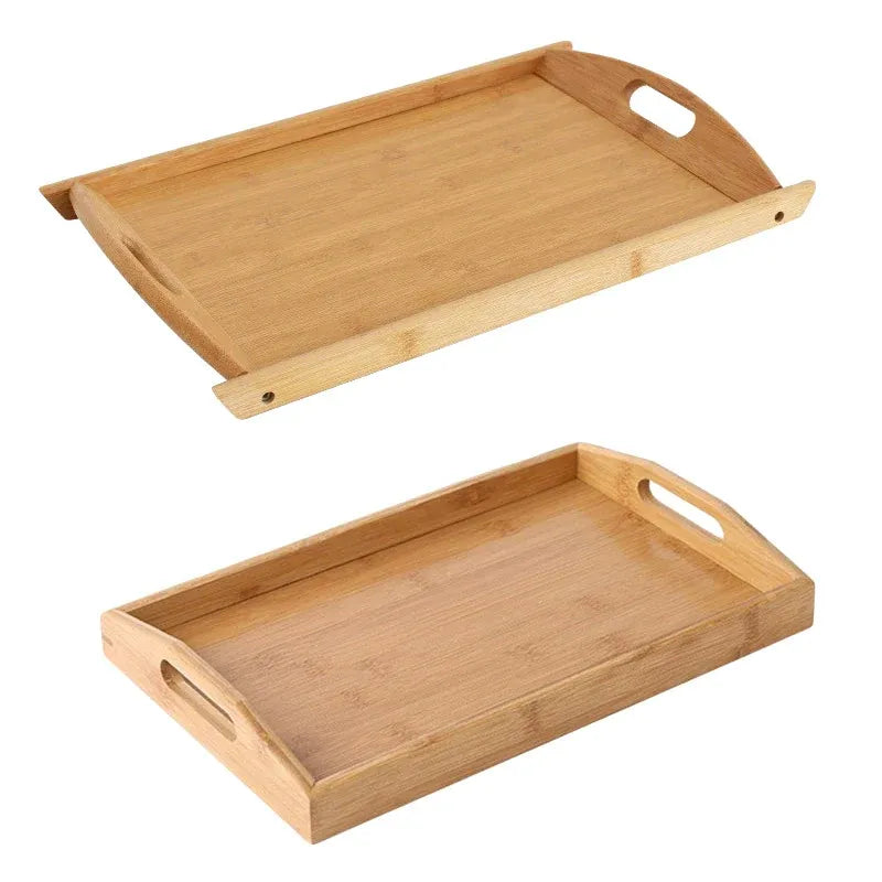 Rectangular Bamboo Serving Tray with Handles, 38 x 26 cm