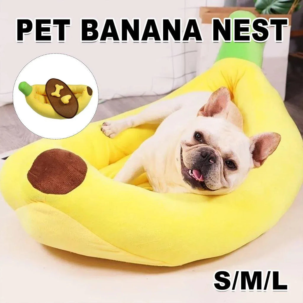 Cute Banana Shape Pet Bed Winter Warm Dog Cat Kennel Cozy Pet Cartoon