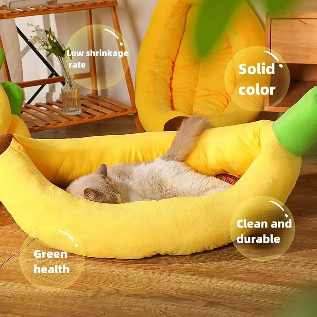 Cute Banana Shape Pet Bed Winter Warm Dog Cat Kennel Cozy Pet Cartoon