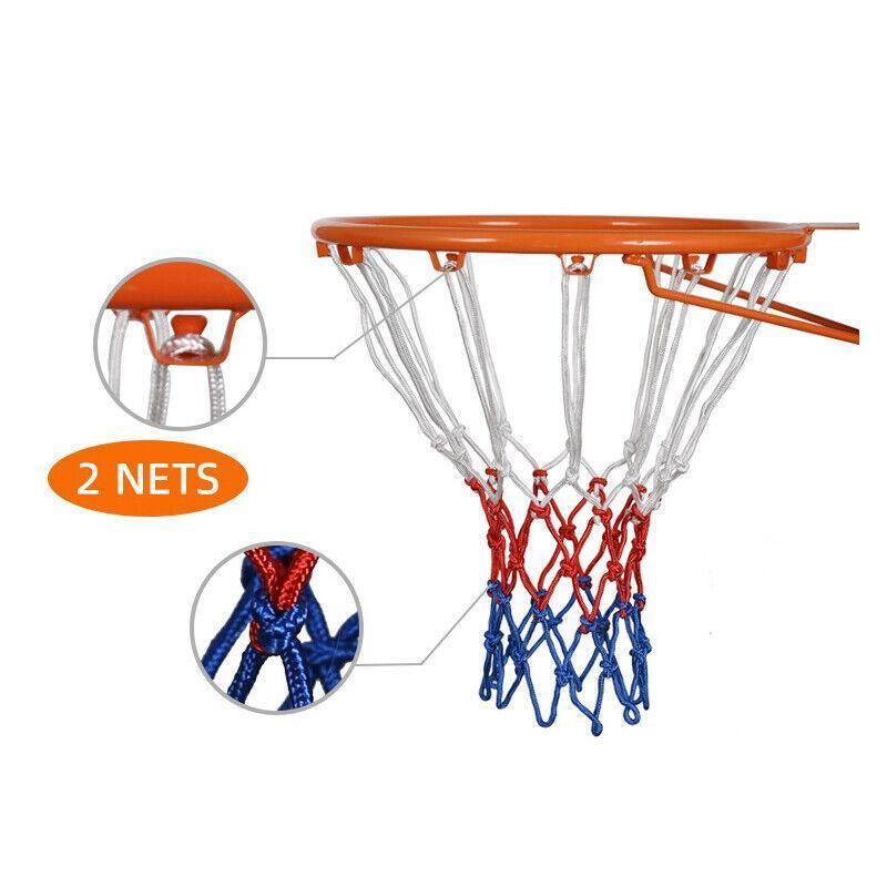 2Pcs Tri-Colour Basketball Hoop Nets Red White Blue Standard
