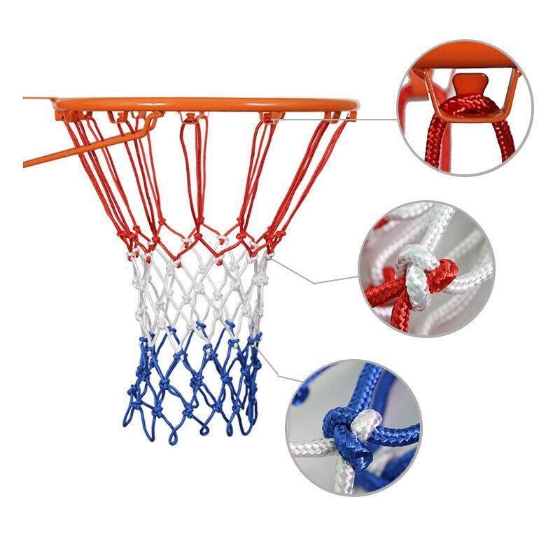 2Pcs Tri-Colour Basketball Hoop Nets Red White Blue Standard