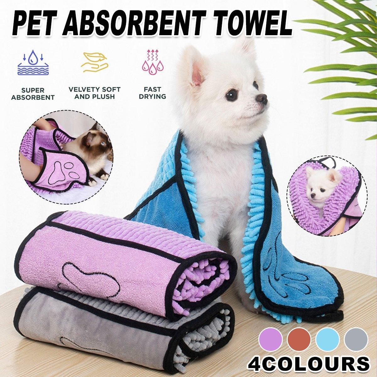 Quick Drying Pet Bath Towel Fast Absorbent Dog Cat Cleaning Towel