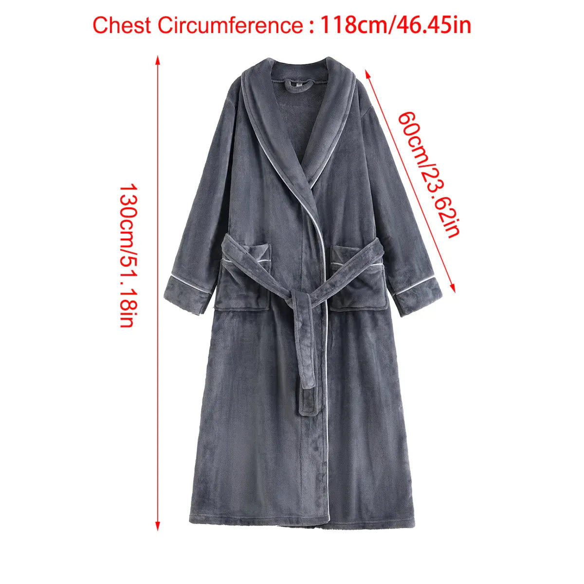 Coral Fleece Flannel Bathrobe, Grey