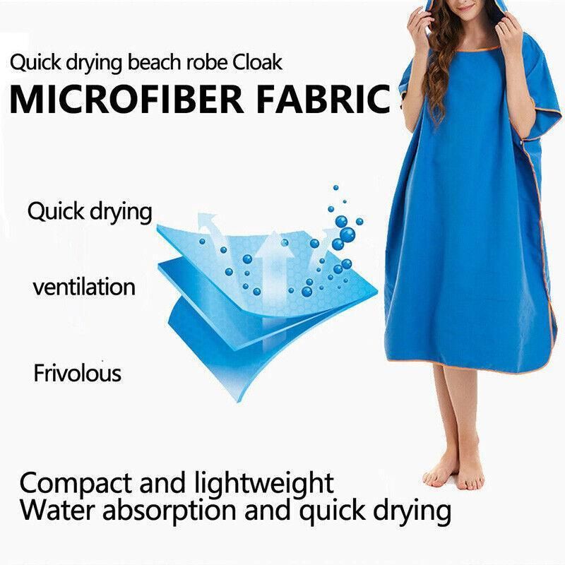 Hooded Changing Robe Poncho, Quick Dry, 110 x 90 cm