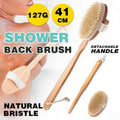 Long Handle Wooden Back Brush with Natural Bristles, 41 cm