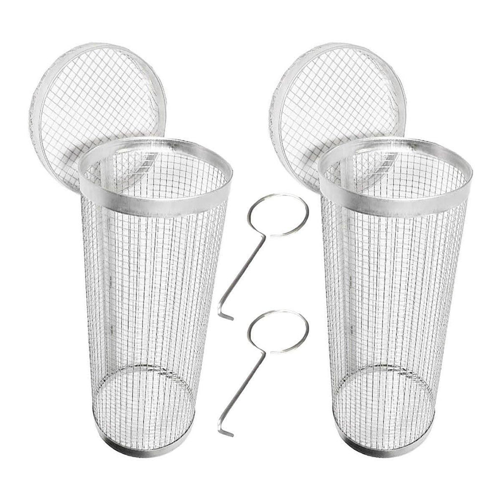 2pcs BBQ Basket Round Grill Cage Portable Rotating Net for Outdoor