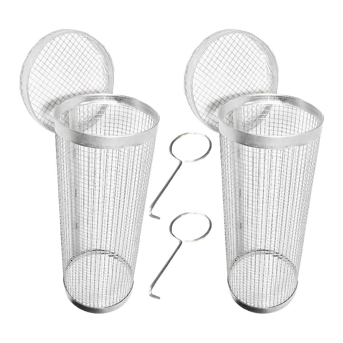 2pcs BBQ Basket Round Grill Cage Portable Rotating Net for Outdoor