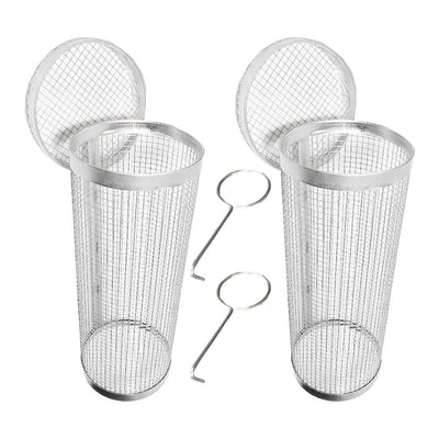 2pcs BBQ Basket Round Grill Cage Portable Rotating Net