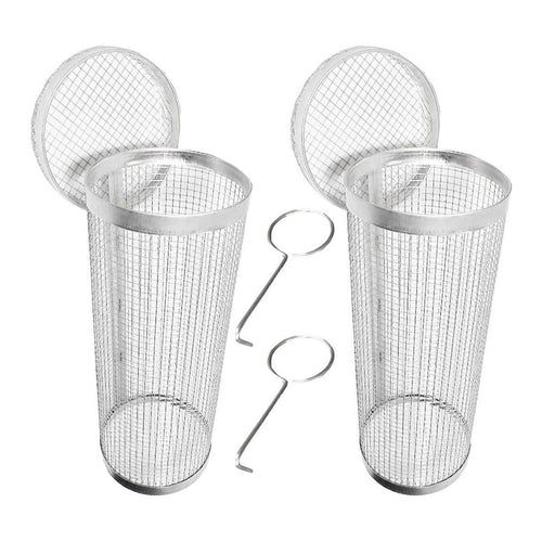 2pcs BBQ Basket Round Grill Cage Portable Rotating Net for Outdoor