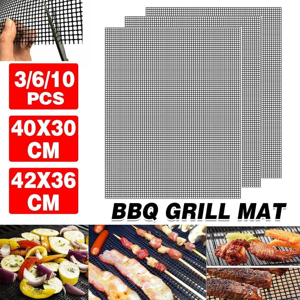 3/6/10PCS Non-Stick BBQ Grill Mat Mesh Liner Cooking Barbecue Sheet Baking Pad