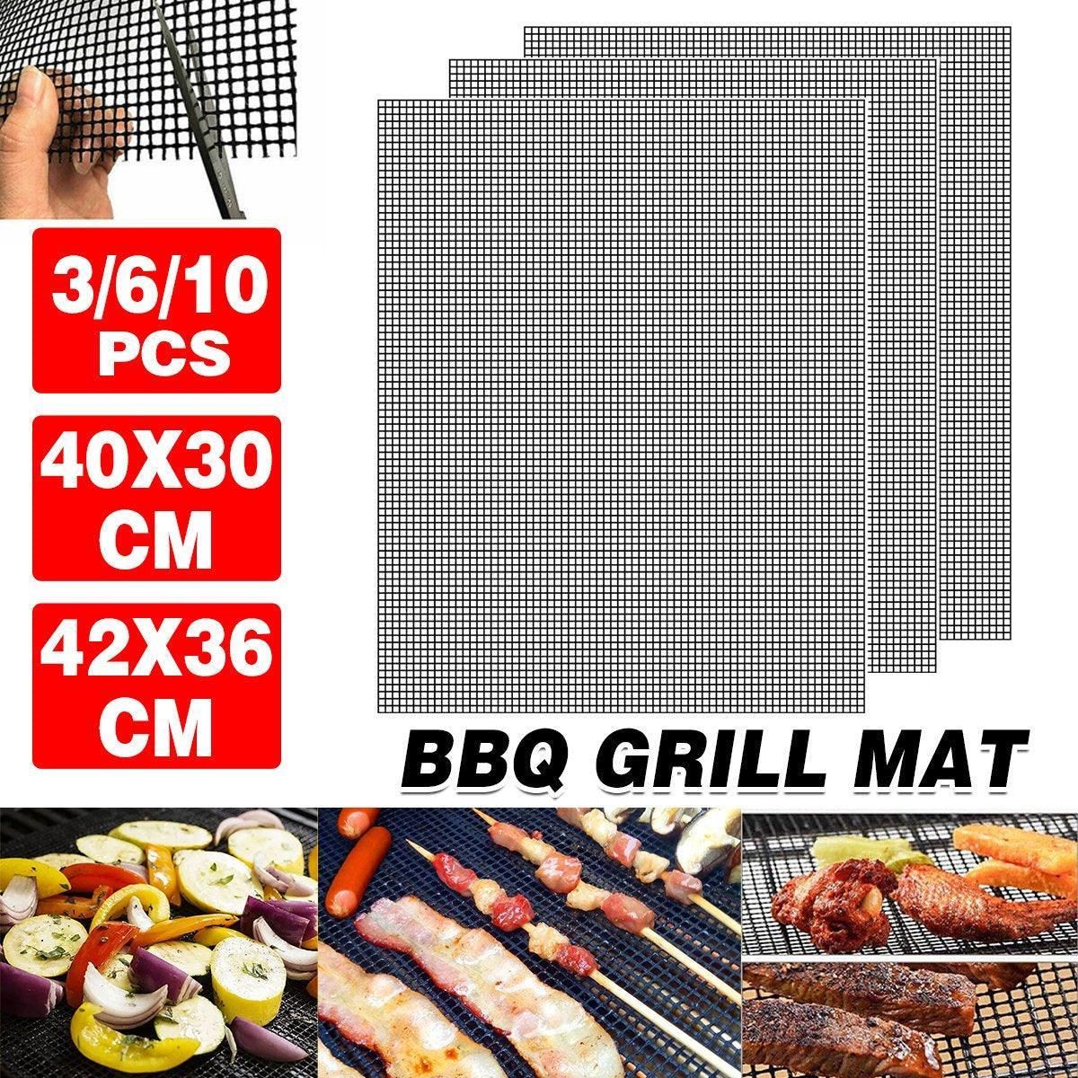 3/6/10PCS Non-Stick BBQ Grill Mat Mesh Liner Cooking Barbecue Sheet Baking Pad