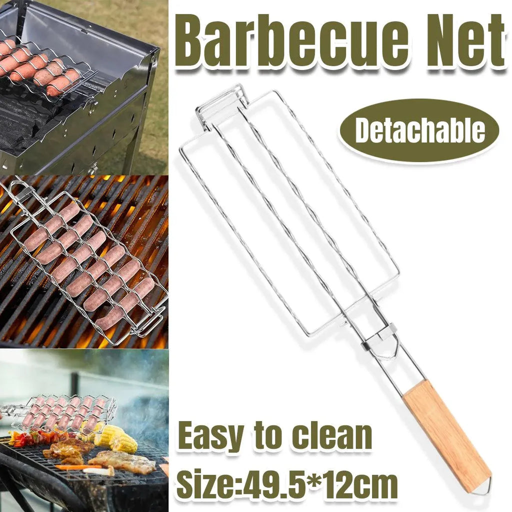 Portable Sausage Grill Net BBQ Tool Hot Dog Grill Holder Cooking