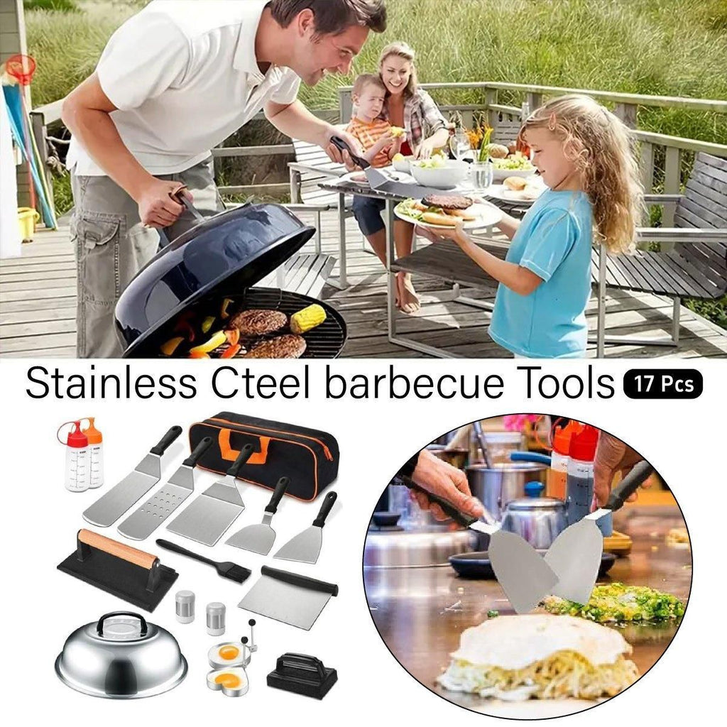 17 Piece BBQ Grill Tools Set Outdoor Barbecue Spatula Shovel