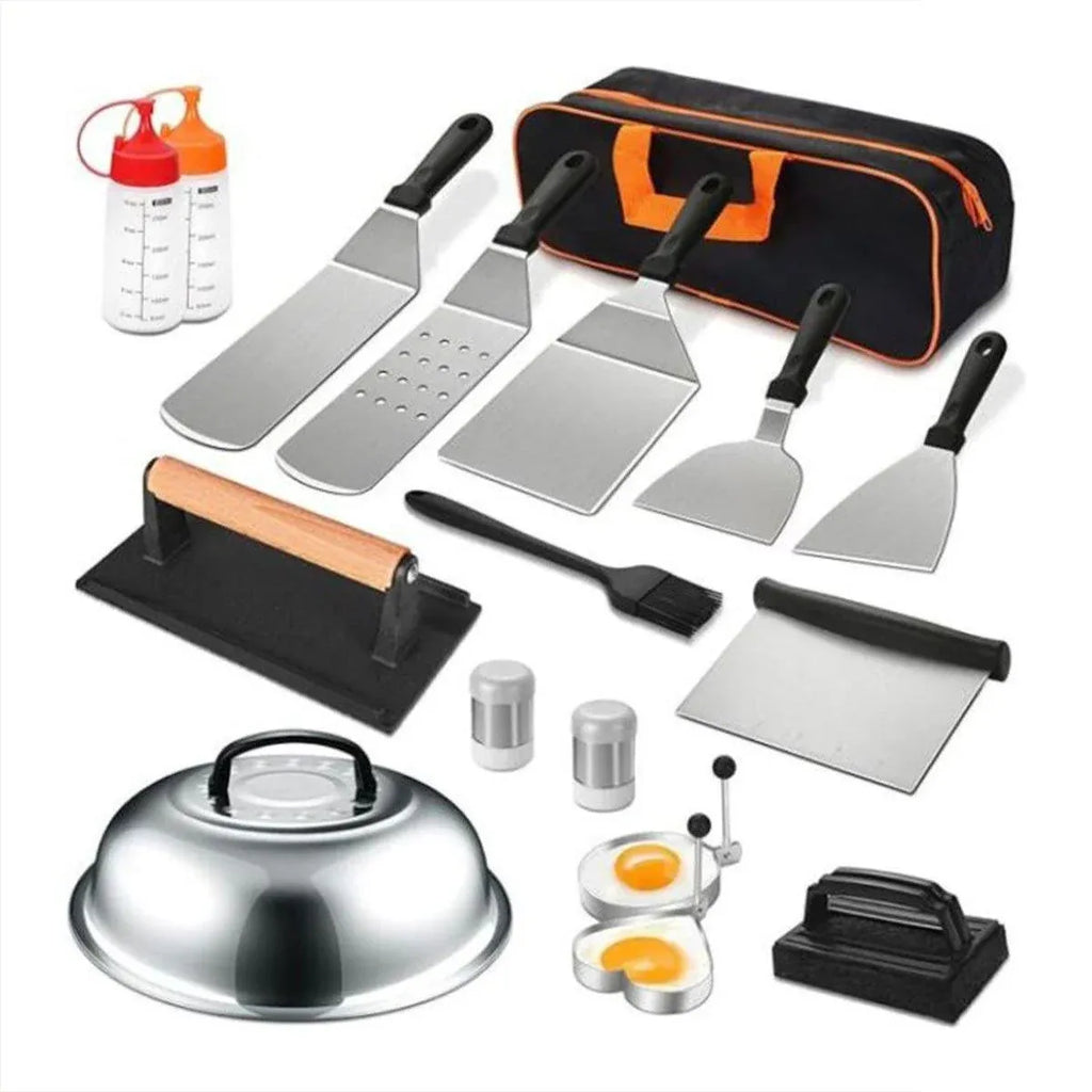 17 Piece BBQ Grill Tools Set Outdoor Barbecue Spatula Shovel
