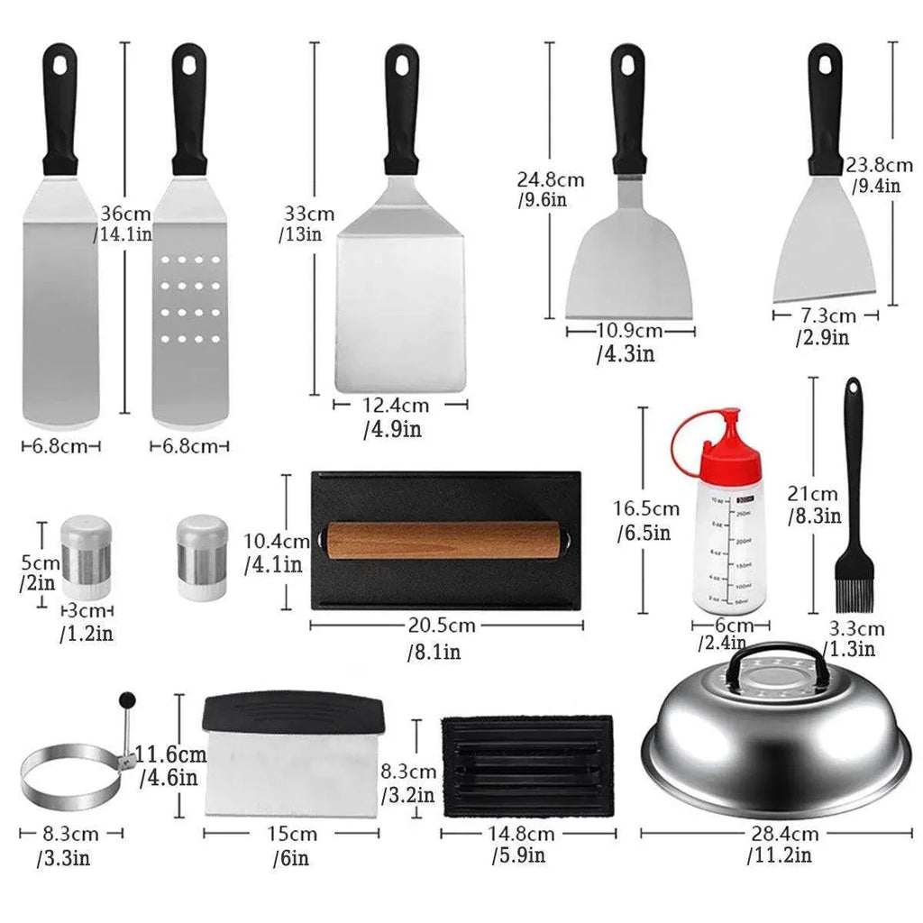 17 Piece BBQ Grill Tools Set Outdoor Barbecue Spatula Shovel