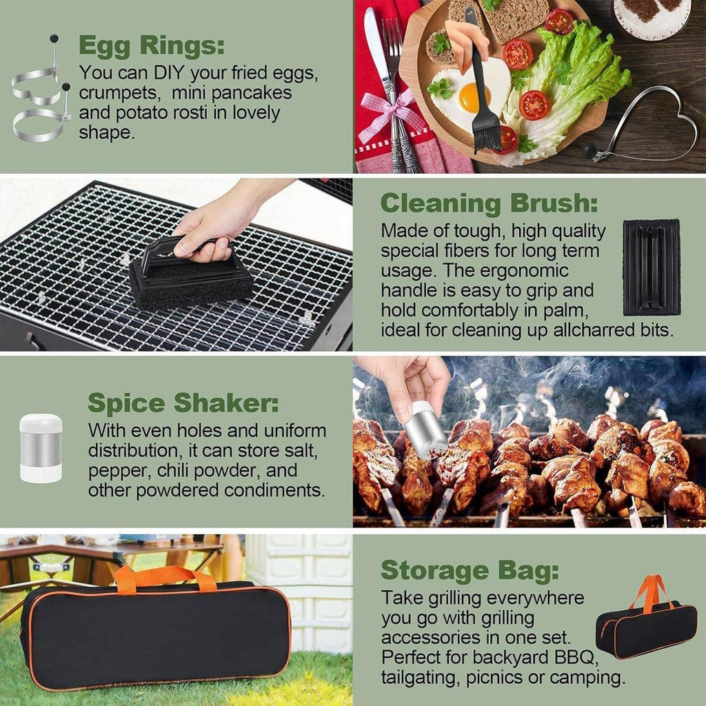 17 Piece BBQ Grill Tools Set Outdoor Barbecue Spatula Shovel