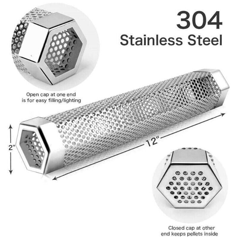 Hexagon Bbq Smoker Tube Stainless Steel Grill Accessory Smoking Box