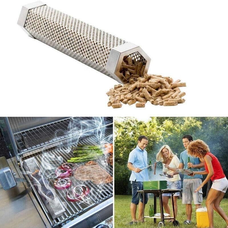 Hexagon Bbq Smoker Tube Stainless Steel Grill Accessory Smoking Box
