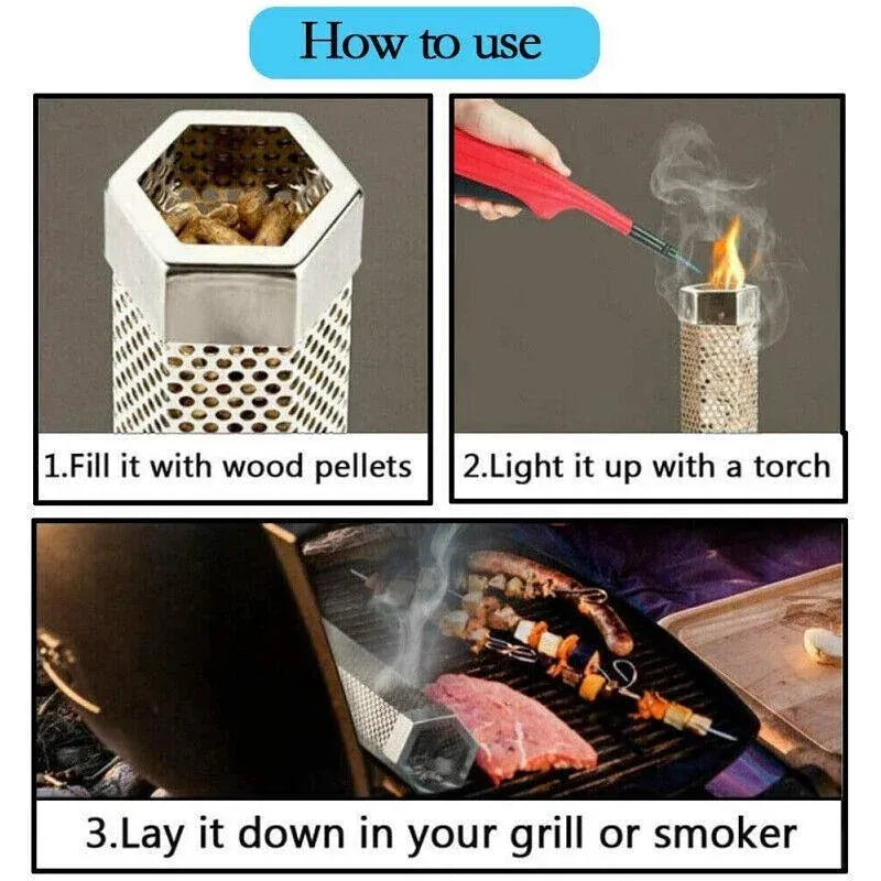 Hexagon Bbq Smoker Tube Stainless Steel Grill Accessory Smoking Box